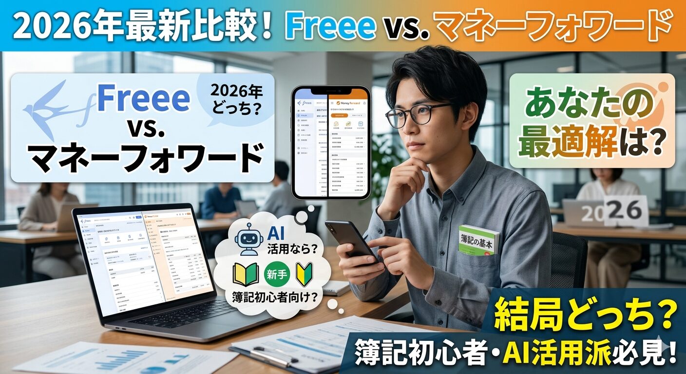 結局2026年、Freeeとマネーフォワードどっちがおすすめなの？簿記初心者、AI活用したい人向けはどっち？
