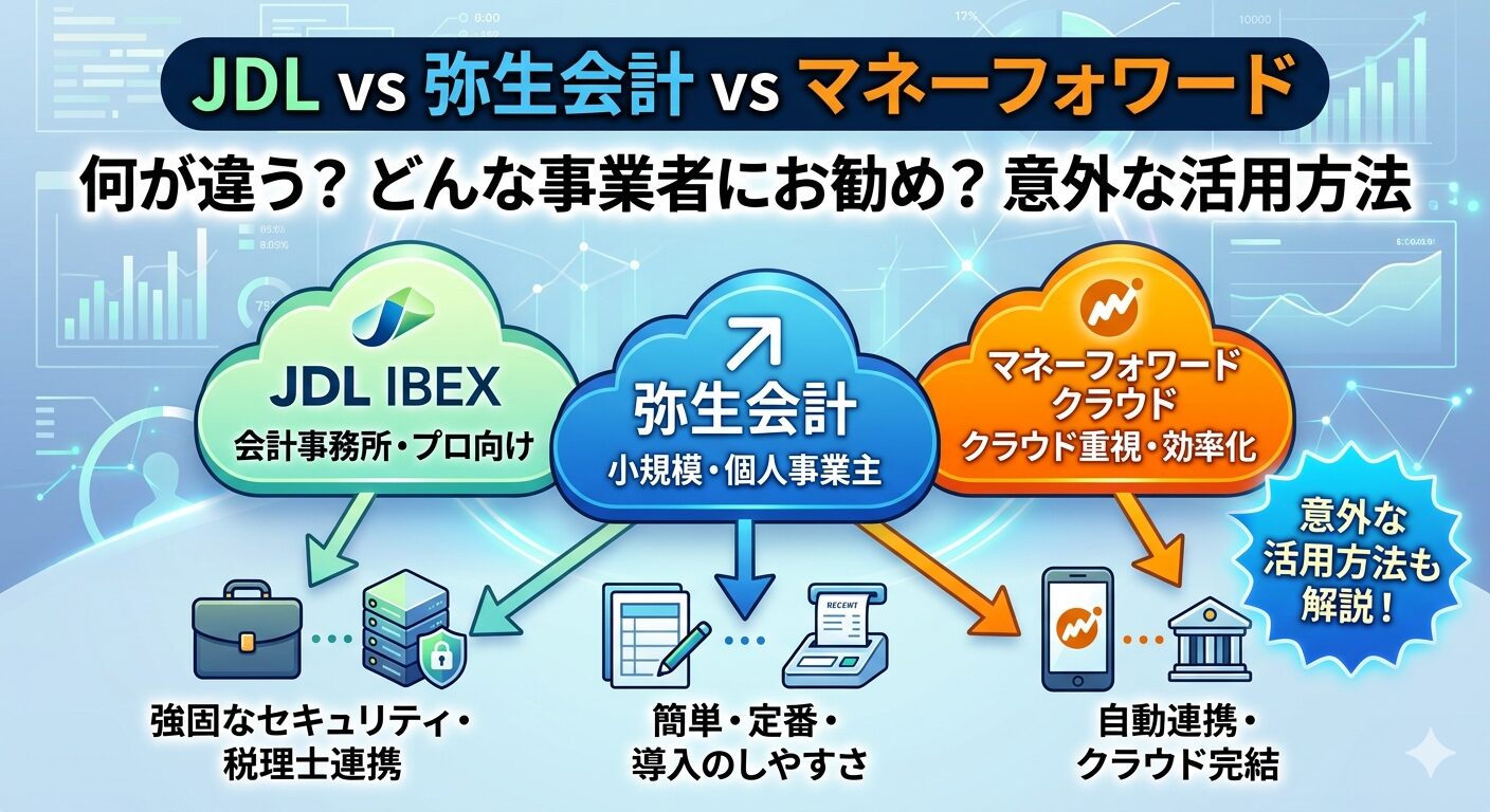 JDLは弥生会計やマネーフォワードと何が違うのか、またどんな事業者にお勧めか、意外な活用方法