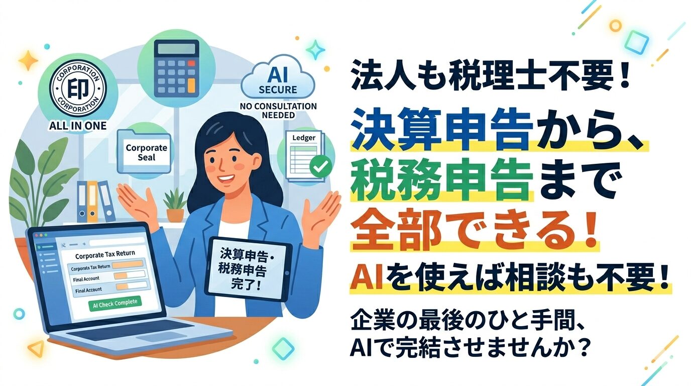 法人も税理士不要！決算申告、税務申告まで全部できる！AIを使えば相談も不要！